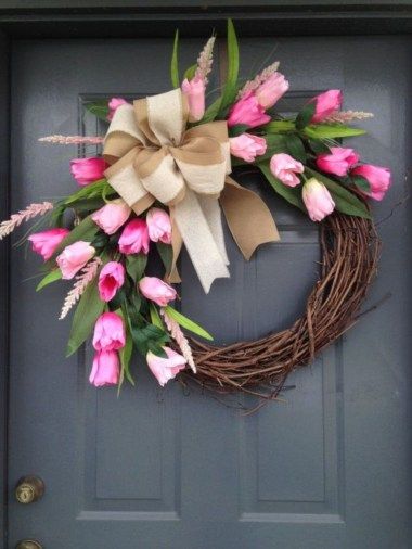 Fuoriporta Pasqua Summer Wreath Diy, Spring Decor Diy, Spring Crafts, Spring Decorations, Spring Wreaths For Front Door Diy, Wreath Crafts, Wreath Decor, Diy Wreath, Wreath Ideas