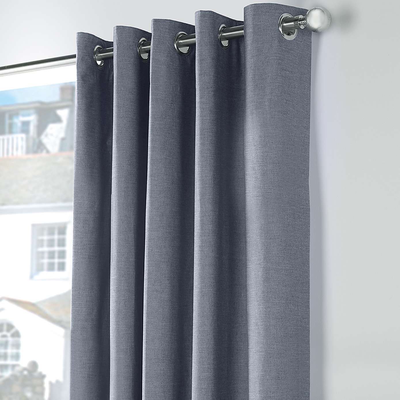 Chambray Blue Thermal Eyelet Curtains Curtains Thermal Curtains Curtains Dunelm