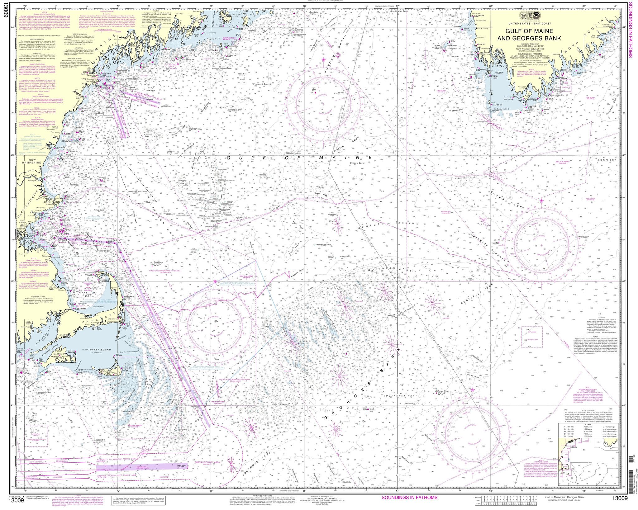 noaa nautical chart 13009 gulf of maine and georges bank 20 75 noaa charts gulf of mexico