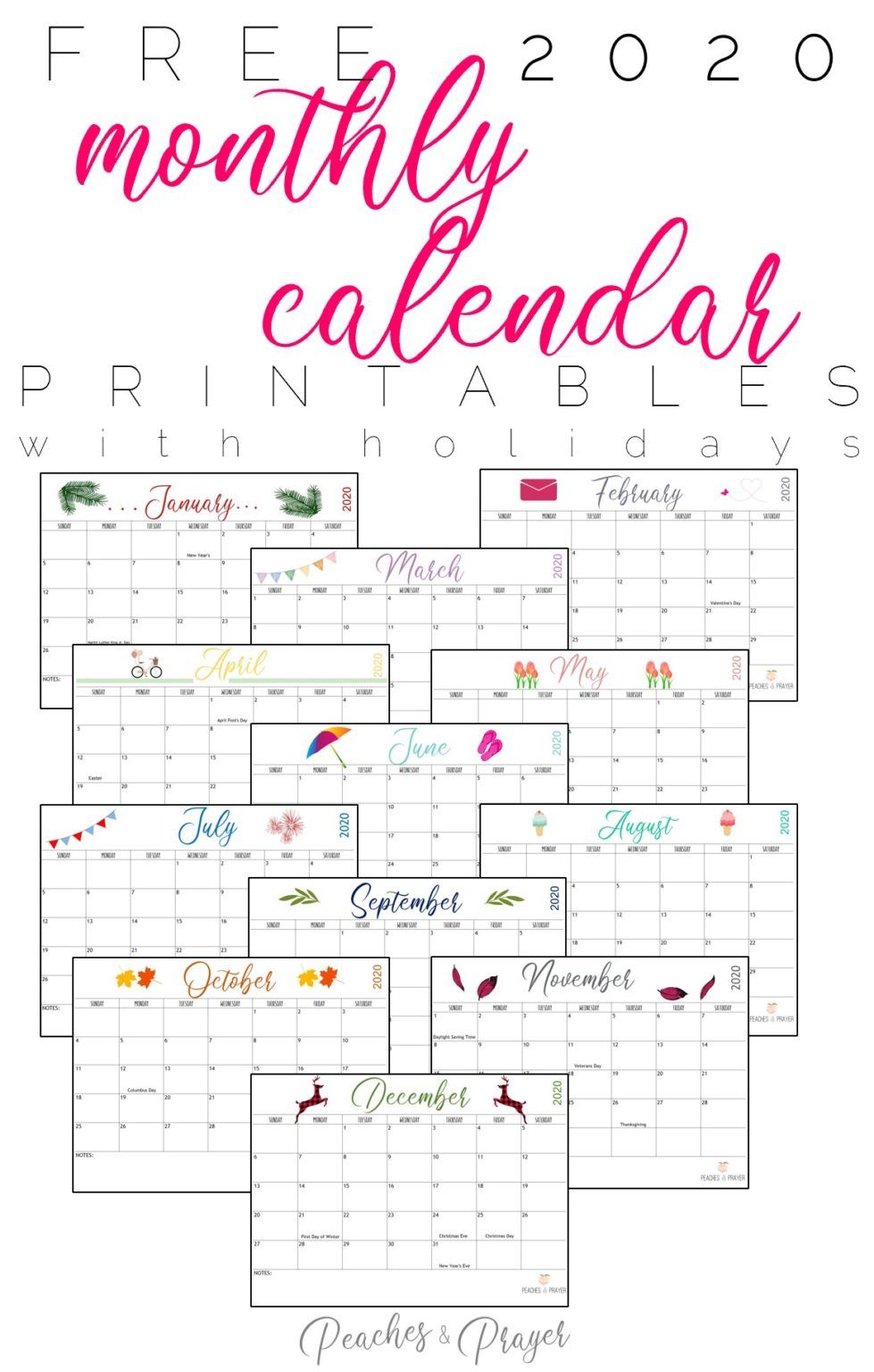 free 2020 monthly calendar printables two options in 2020 and 2015 monthly calendar printable