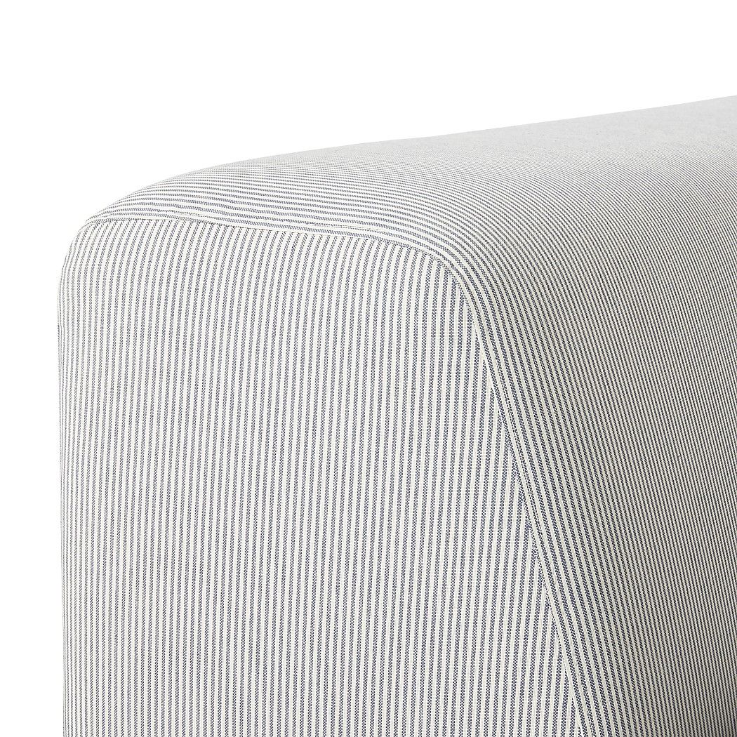 Shop Uno Left Arm Sapphire Striped Sofa Super Scaled And Super Deep With A Low Angled Back For Lazy Lounging And Piles Of Pil Striped Sofa Sofa Blue And White
