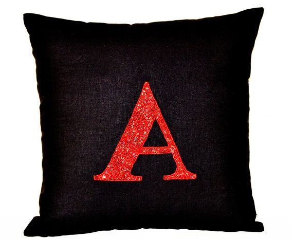 Beaded Red Monogram Decorative Pillow Monogrammed By AmoreBeaute Enchanting Monogrammed Decorative Pillows Beaded Red Monogram Decorative Pillow Monogrammed By AmoreBeaute Enchanting Monogrammed Decorative Pillows