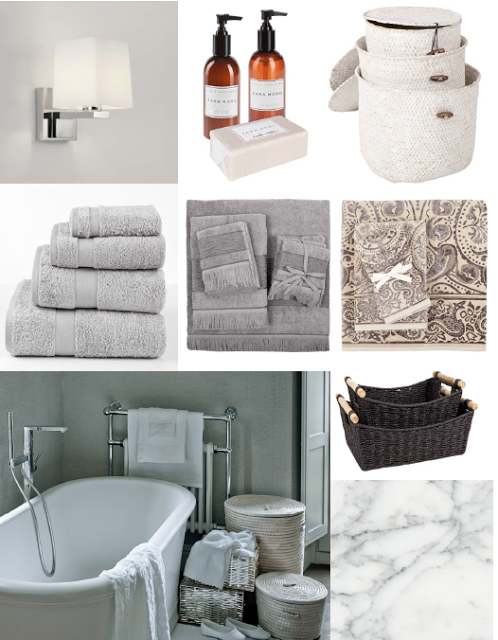 Moodboard för mitt badrum, klassiskt, carrara, grått, zara home ...