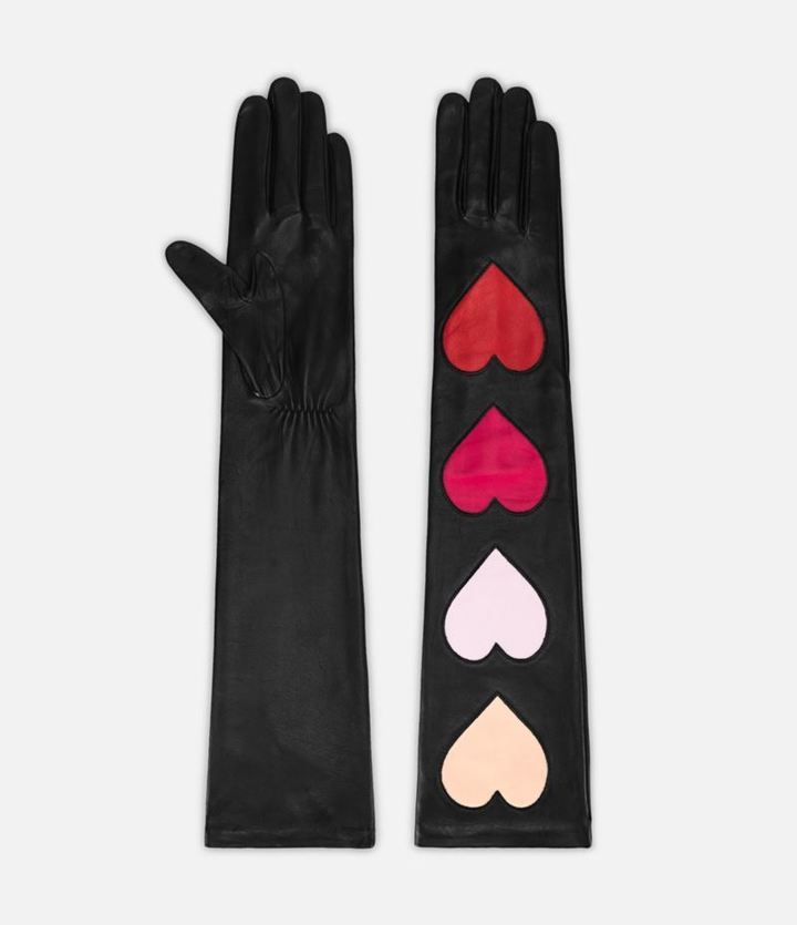 Christopher Kane Long Love Heart Leather Gloves Christopher Kane, Dark Fashion, Elbow Length, Leather Gloves, Love Heart, Winter Glove, Lambskin, Silk, Long