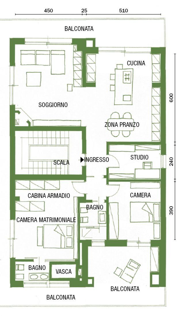 Cambio di immagine per la casa di 120 mq, allultimo piano ... Planimetria casa 120 mq