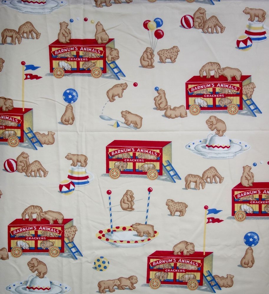 vtg barnums animal crackers circus flat double full bed sheet craft clown bed sheets