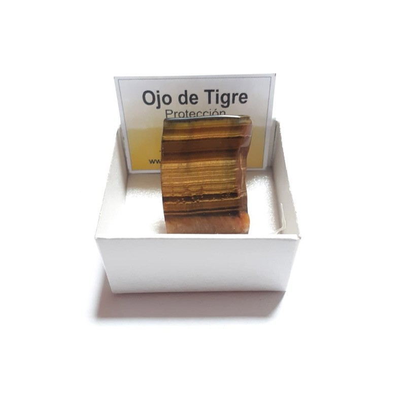 Ojo de tigre piedra en bruto 2,5-3 cm pequeña en caja de colección