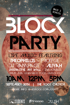 junior senior high block party events the rock church youth high school party flyers