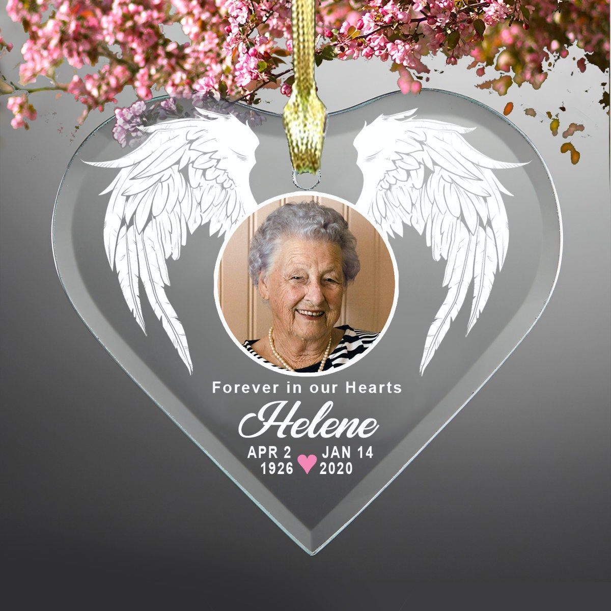 Forever in our Hearts - Glass Heart Ornament - Personalized with Name and Dates, In Loving Memory Of Memorial Ornament Memorial Ornaments, Glass Christmas Ornaments, Holiday Tree, Christmas Gifts For Her, Memorial Gifts, Christmas Tree, Awesome Personalized Gifts, Personalized Door Mats, Personalized Ornaments