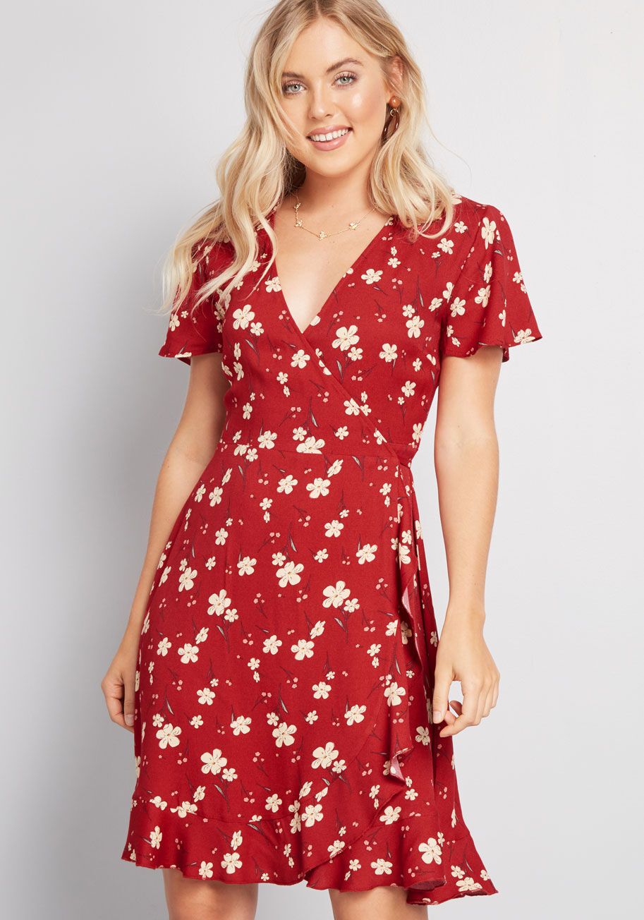 Absolutely Adoring Wrap Dress, #ModCloth | Red wrap dress, Wrap dress ...