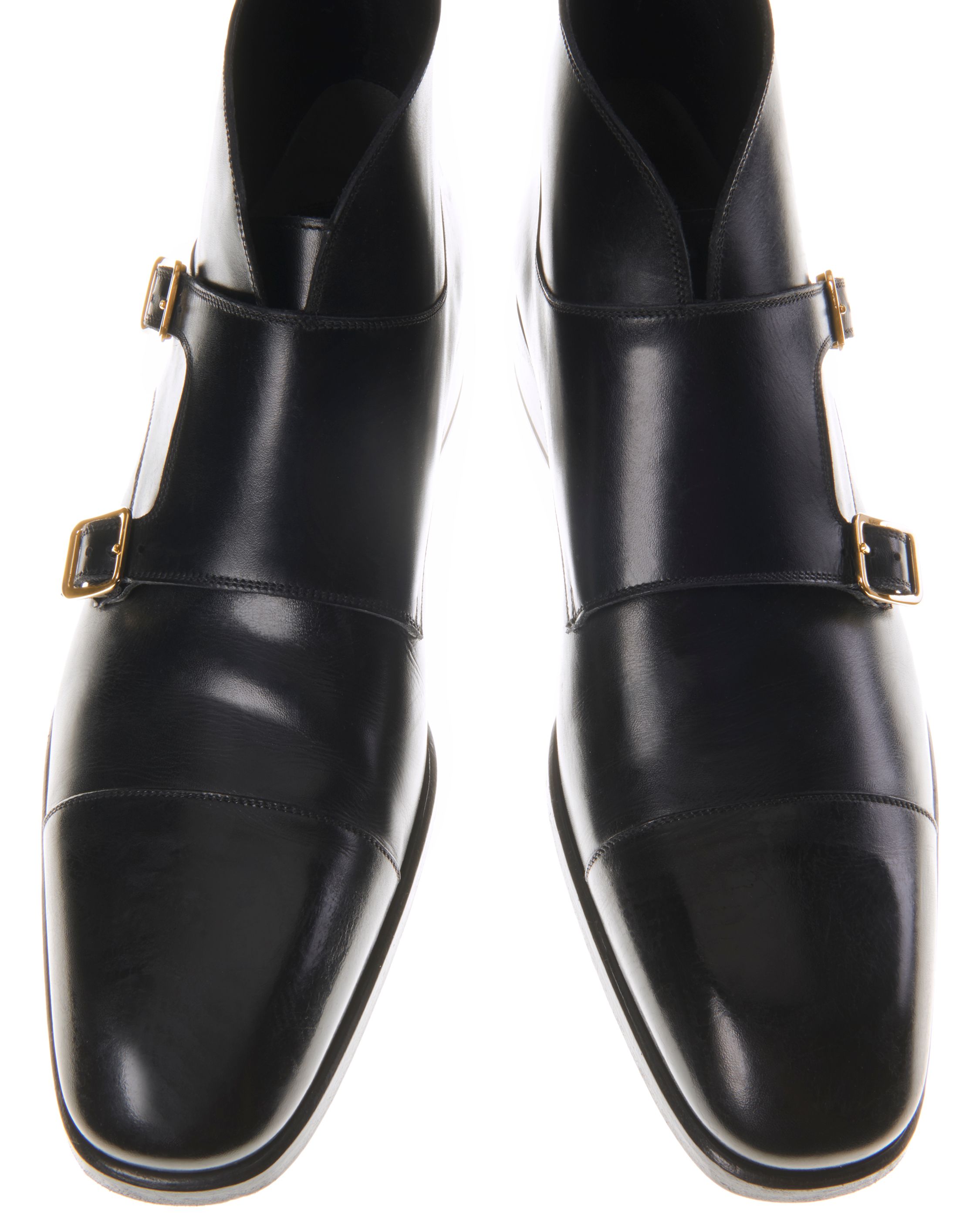 double monk strap boots black