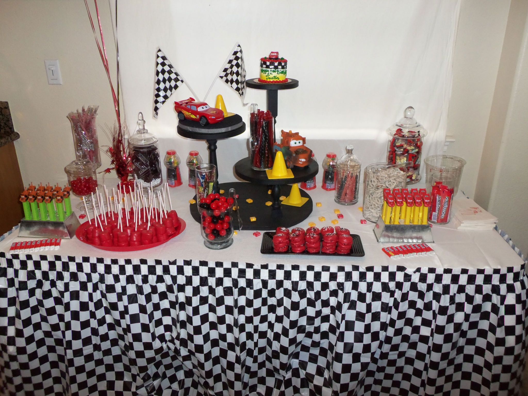 My Sons cars candy buffet table Party Ideas Pinterest