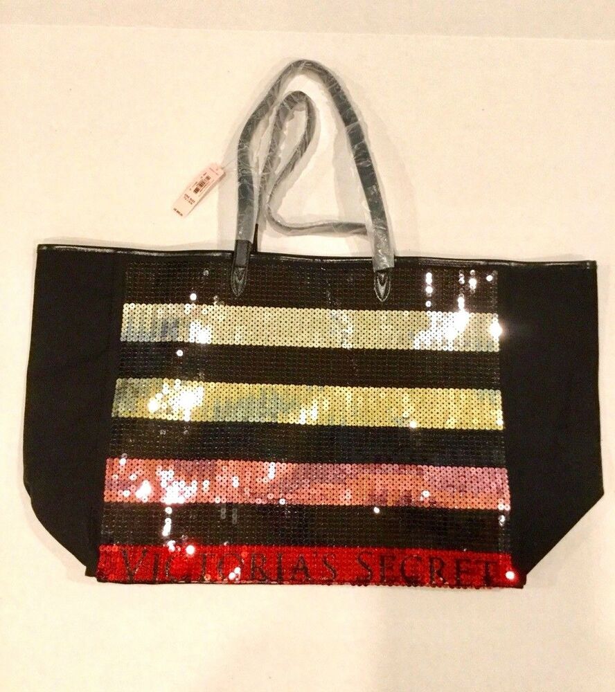 Victoria's Secret Tote Bag Bling Stripe Sequin Black Friday Limited - What Is The Victorias Secret Black Friday Tote And Pouch
