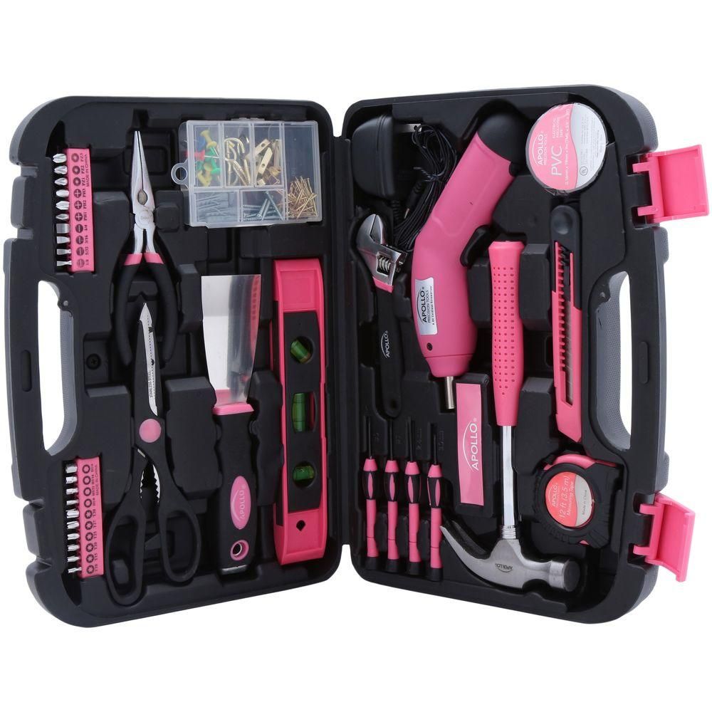 Apollo 166-Piece Home Tool Kit in Pink-DT166n16 - The Home Depot Apollo 166-Piece Home Tool Kit in Pink-DT166n16 - The Home Depot