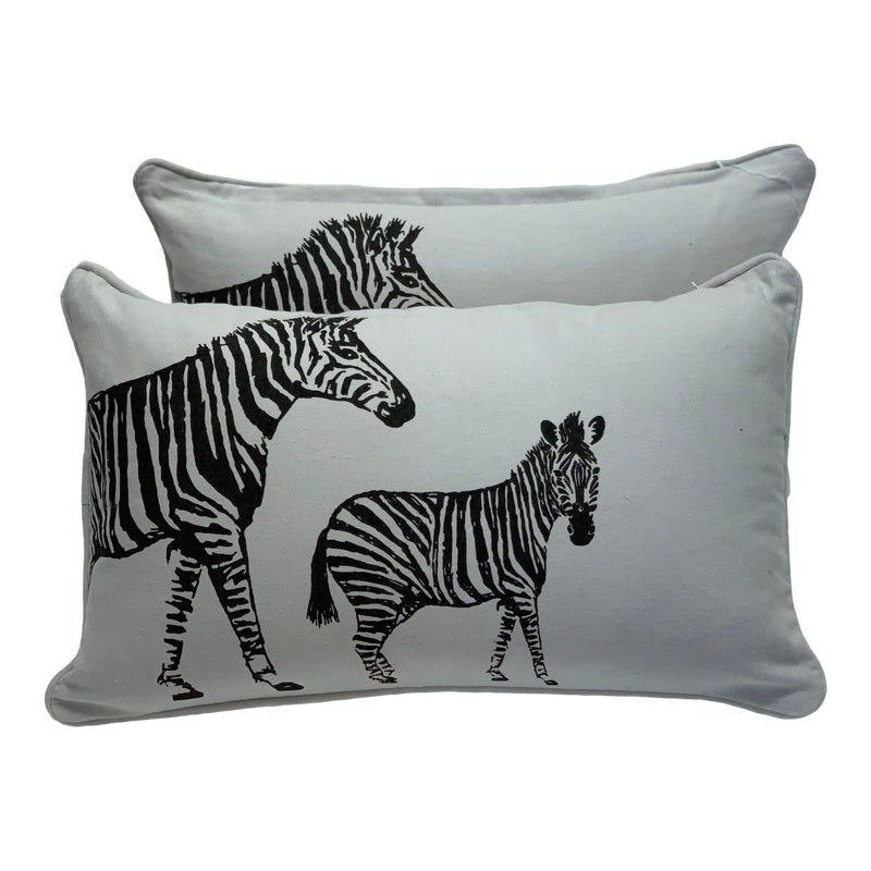 French Whimsical Zebra Pillows a Pair French Whimsical Zebra Pillows a Pair