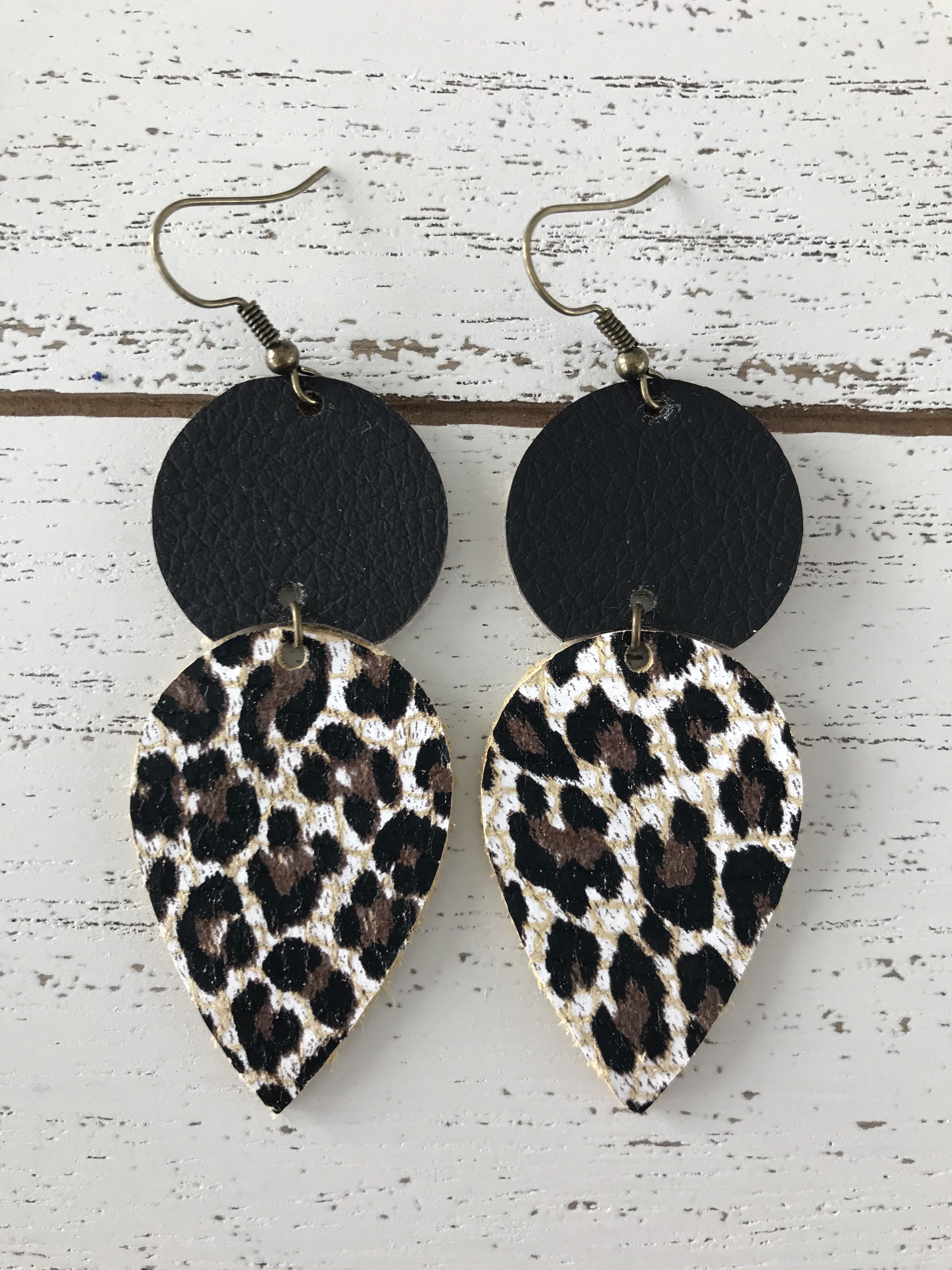 Hand Painted Boho Style Handmade Gift Boxed Matching Set Genuine Leather Tooled Gift Set of Leather Jewelry Earrings and Necklace