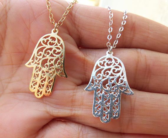 Hamsa hand pendant necklace and earrings set protection Gifts for her