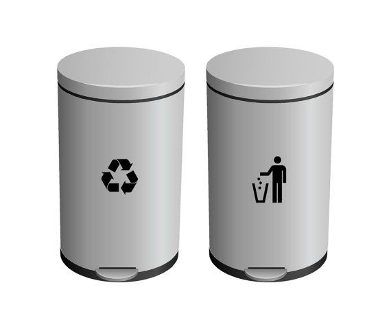 Trash and recycling vinyl sticker decals for trash//recycle Garbage Can and