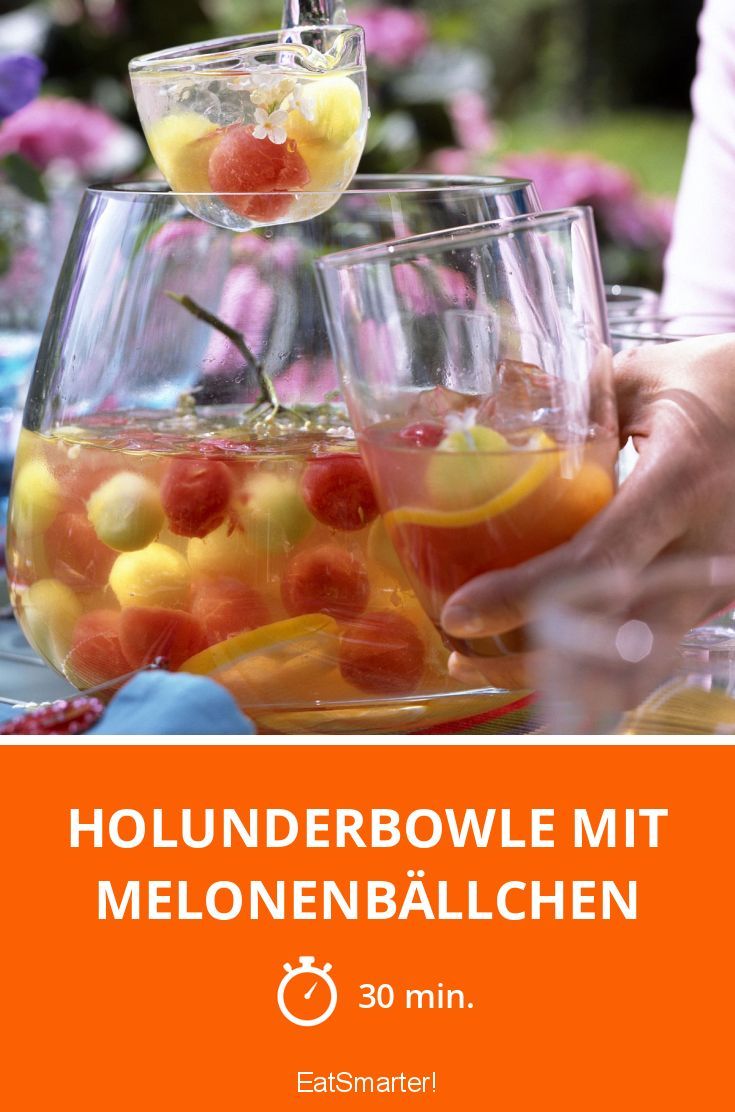 Holunderbowle mit Melonenbällchen | Rezept | Bowle rezept, Bowle ...