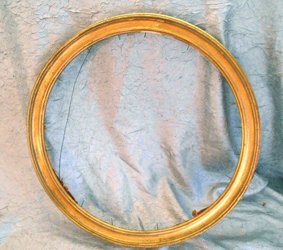 large round wood picture frame with gold paint little things i