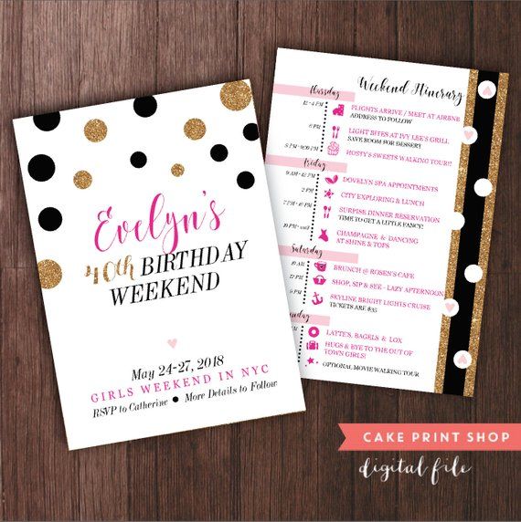 printable 40th itinerary girl