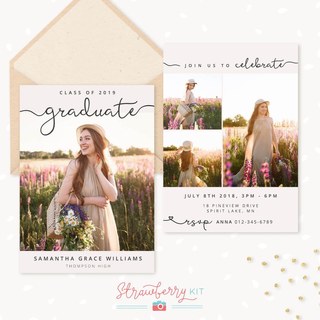 Graduation invitation template “Elegant Script”