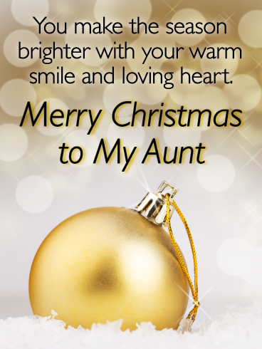 The Golden Decorations - Merry Christmas Card for Aunt | Birthday