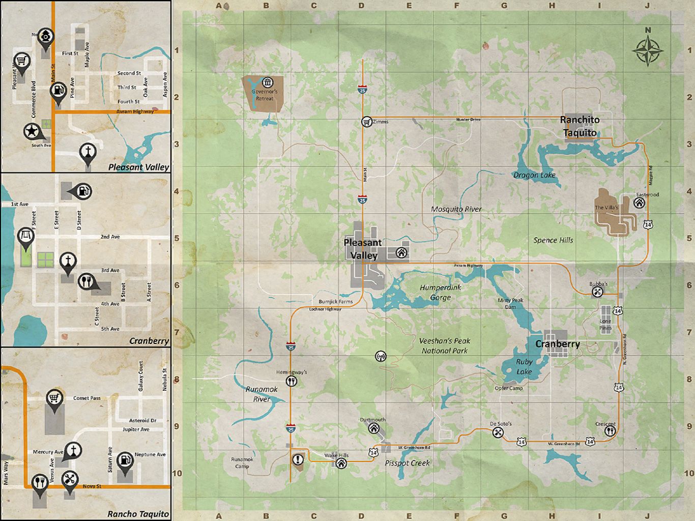 Pleasant Valley Area Map H1z1 Survivors Rest Area Map Pleasant Valley Map