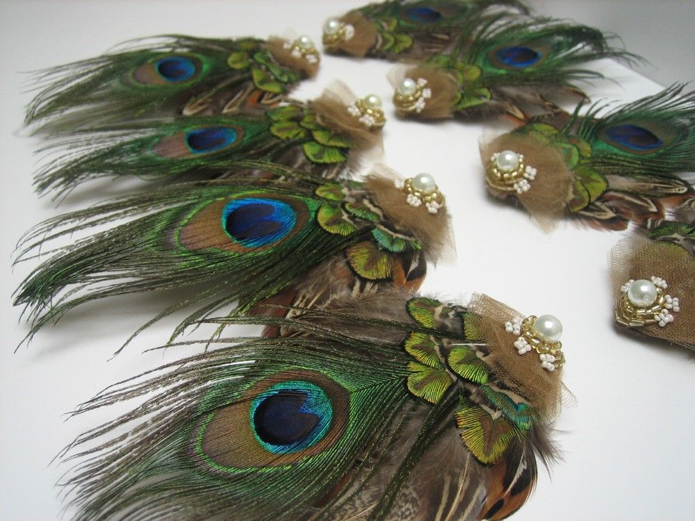Items similar to Handmade Peacock Feather Hair Clip Fascinator Comb Brooch or Sash Pin - SALE - on Etsy