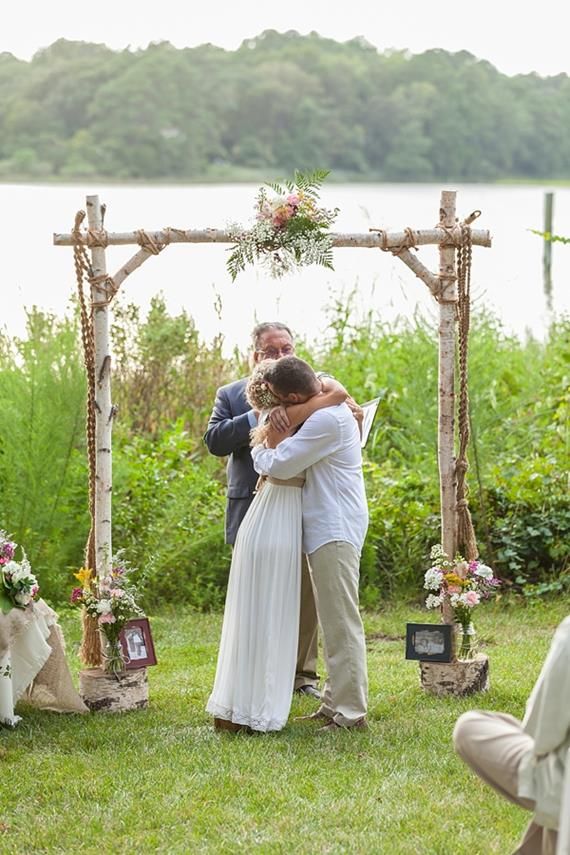 Rustic boho ceremony arch Backyard wedding ceremony, Diy wedding arch