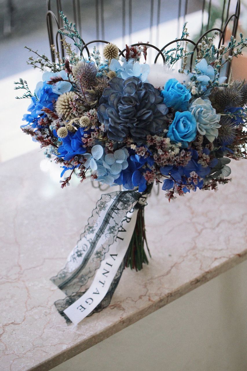 藍色永生花捧花 Hanukkah Wreath Hanukkah Decor 藍色永生花捧花 Hanukkah Wreath Hanukkah Decor