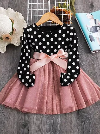 Kids Toddler Little Girls' Dress Plants Trees / Leaves Solid Colored Embroidered...