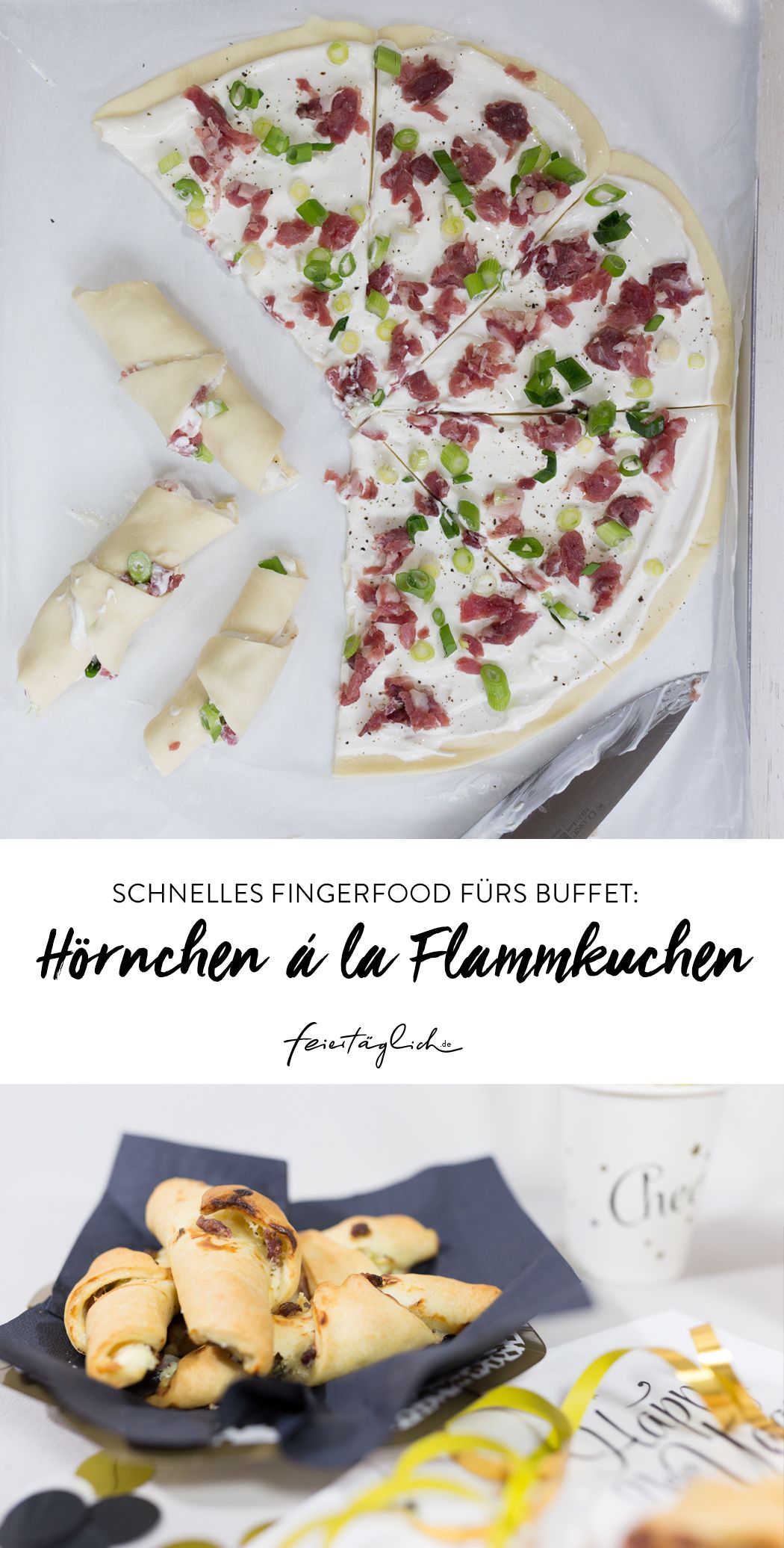 Schnelles Fingerfood fürs Buffet: Hörnchen á la Flammkuchen ... Schnelles Fingerfood fürs Buffet: Hörnchen á la Flammkuchen ...