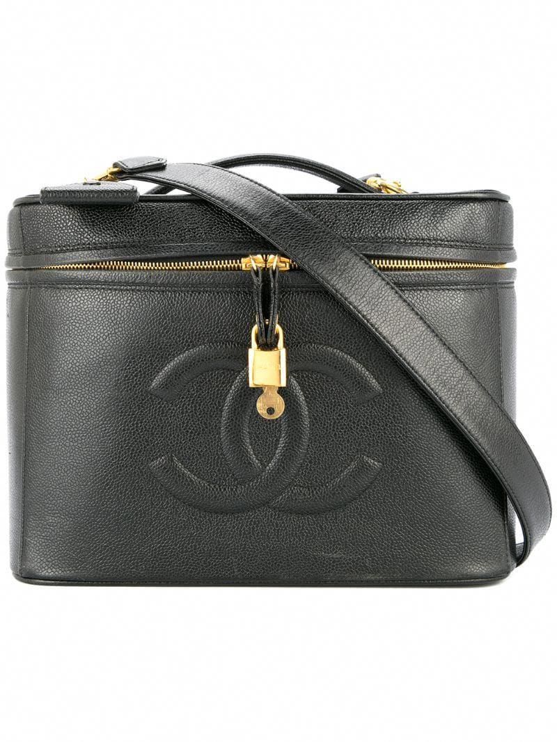 chanel pre owned cosmetic vanity handbag black chanelhandbags chanel handtaschen taschen handtasche schwarz