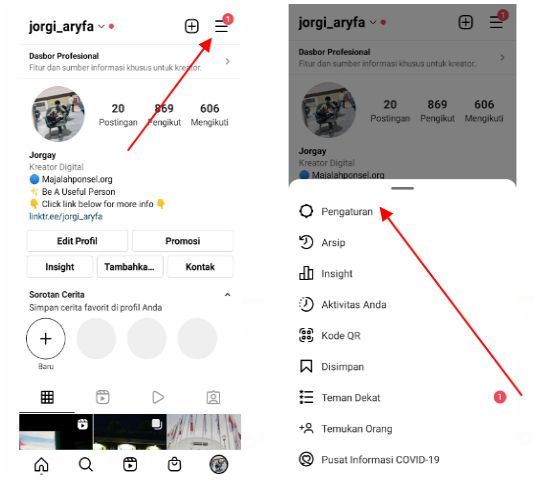 mengubah akun bisnis menjadi akun pribadi di instagram