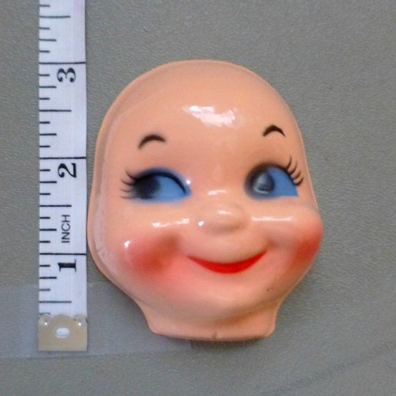 Lot of 4 Vintage Large 5/" Celluloid Plastic Craft Doll Making Faces Masks Heads