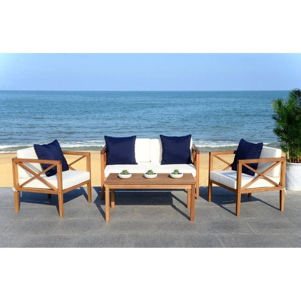 Safavieh Outdoor Living Nunzio White/Navy 4 Pc Set With ... Safavieh Outdoor Living Nunzio White/Navy 4 Pc Set With ... on Safavieh Outdoor Living Montez 4 Piece Set id=44582