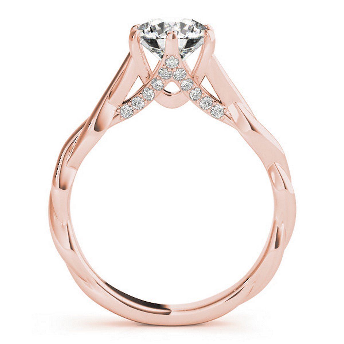 Allurez Pave Diamond Accented 6 Prong Twisted Bridal Set Setting