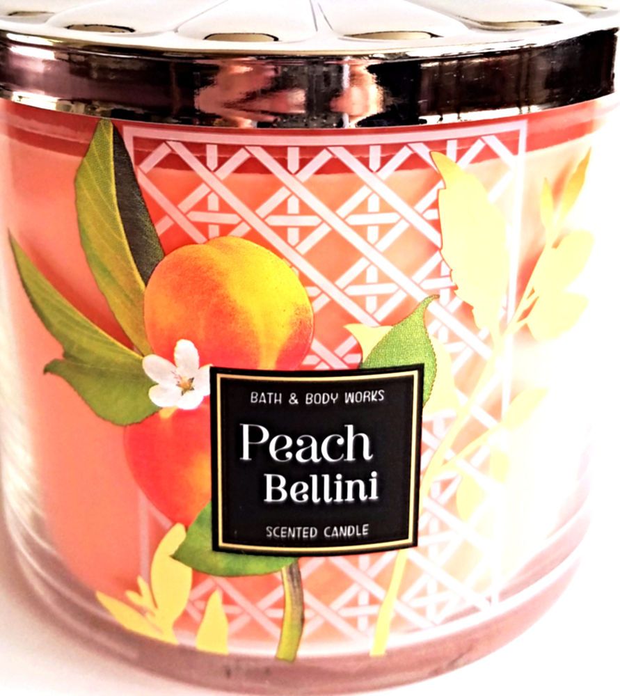 bath body works peach bellini 3 wick candle w flower bulb lid peach bellini bath and body works candle