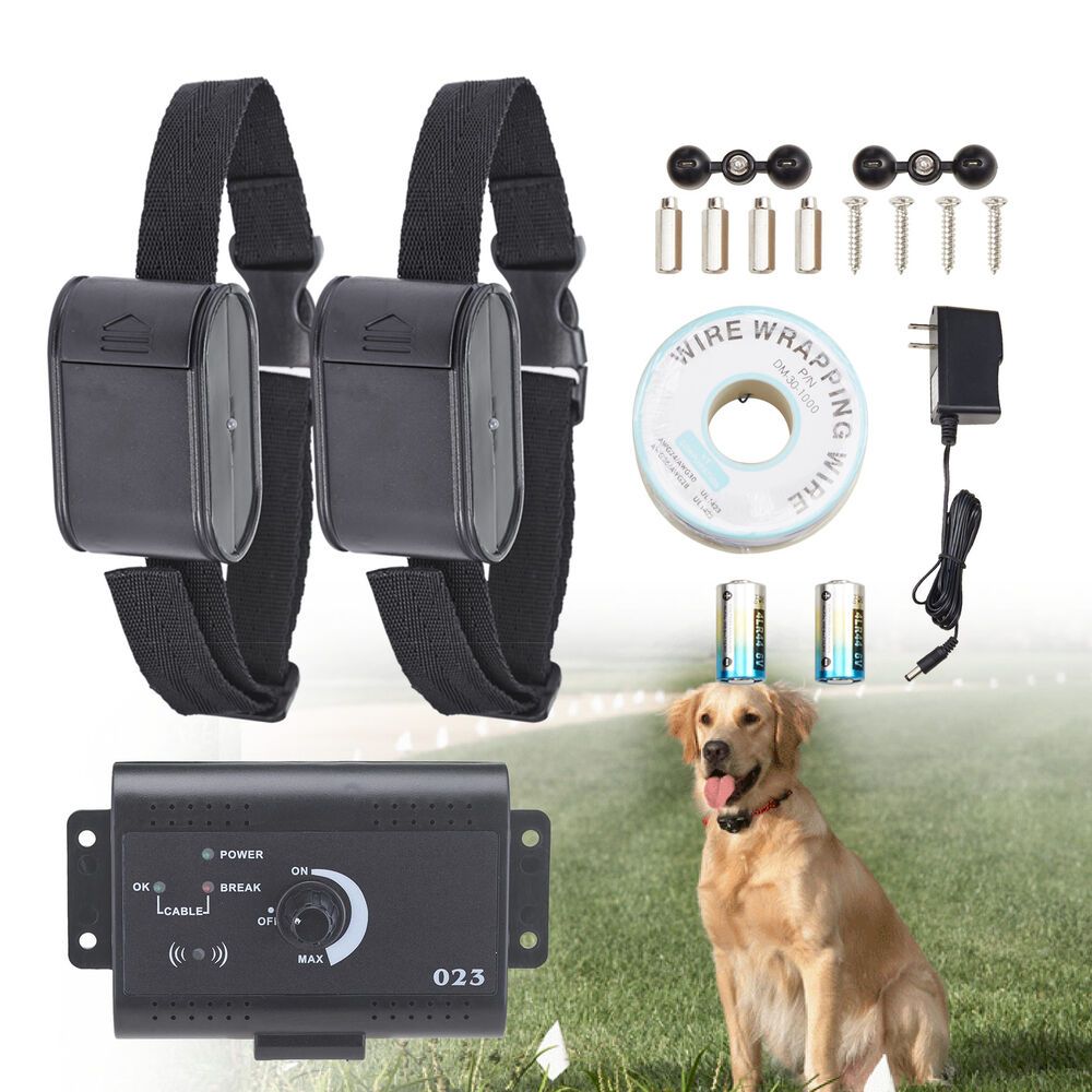 Electric Dog Fence System Waterproof 2 Shock Collars For 2 Dogs