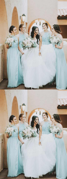 A-Line Halter Sleeveless Chiffon Long Bridesmaid Dresses,VPWG390 #chiffonshorts