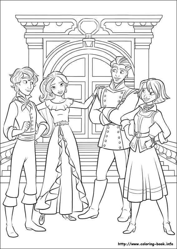 Elena Of Avalor Gabe Mateo And Naomi Coloring Page Disney coloring
