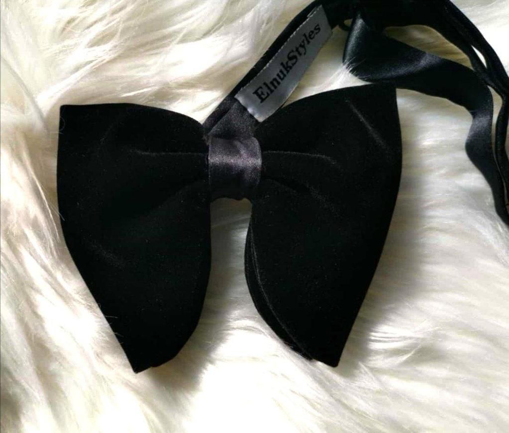 Men’s Velvet Plain Oversized Big Bow Tie Wedding Tuxedo Formal Bowtie Necktie