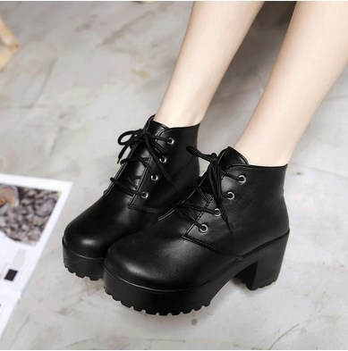 Cute Black and White Lace up PU Leather Boots from KoKo Fashion Trendy Outfits Cute Black and White Lace up PU Leather Boots from KoKo Fashion Trendy Outfits