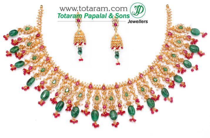 22k Gold Jewelry, Gold Bangles, Diamond Jewelry, Gold Rings, Jewellery, Emerald Necklace, Necklace Set, Ruby Beads, Uncut Diamond
