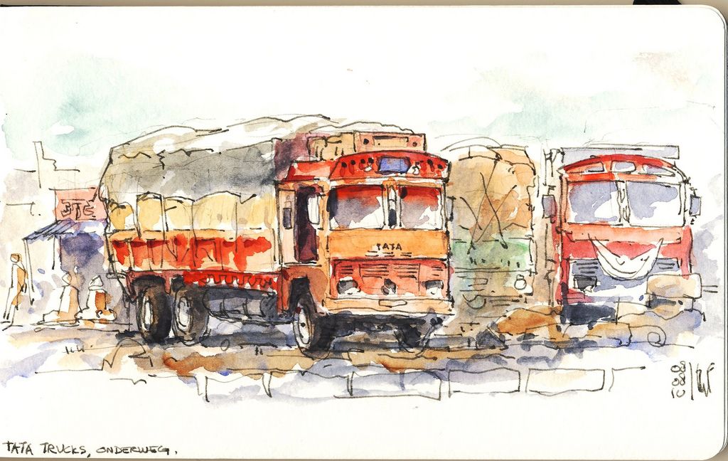 India Tata truck in 2020 | Urban sketchers, Urban sketching, Sketch painting