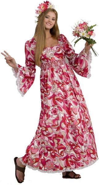 LOVECHILD Boots Go Go Hippie Pink Flower Child Halloween Adult Costume Accessory