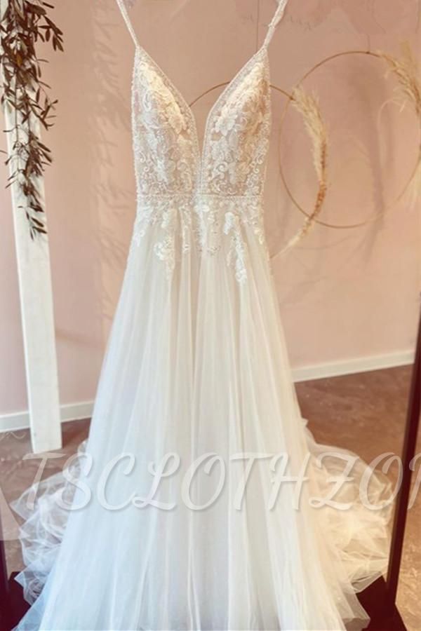 tsclothzone offers Elegant Sleeveles Tulle Lace Wedding Dresses Aline Long Bridal Dress at a good price from White,Ivory,Tulle to A-line Floor-length them. Stunning yet affordable Sleeveless . Beach Style Wedding Dresses, Chiffon Wedding Dress Beach, Lace Applique Wedding Dress, Cheap Wedding Dresses Online, Wedding Dresses Beaded, Lace Bridal Gown, Colored Wedding Dresses, Bridal Dresses, Lace Wedding