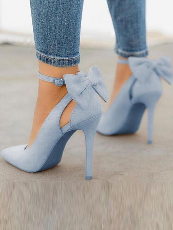 Blue Point Toe Stiletto Bow Fashion High Heeled Shoes Fashion High Heels Womens High Heels Heels