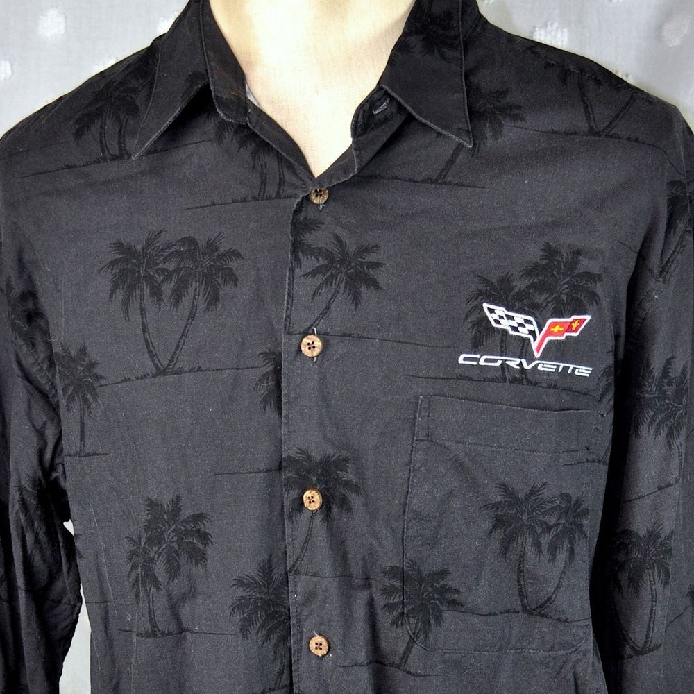 Reyn Spooner Corvette Sewn Logo Palms Xl Hawaiian Shirt Mens Black Reyn Spooner Corvette Sewn Logo Palms Xl Hawaiian Shirt Mens Black Chevy Aloha Reynspooner